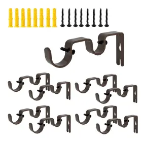 Ovov 952412146702 Double Rod Brackets - Heavy Duty Curtain Holders Brown For 1 Inch &5/8 9