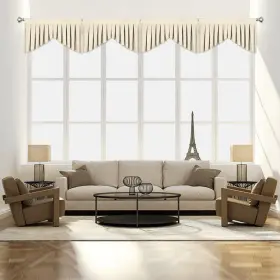 Oy-20181-beige-4p Oyring Beige Valances For Windows - Rod Pocket Blackout Curtain Kitchen
