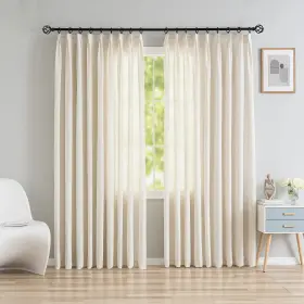 Oy-gc-1-54w120 Oyring Pinch Pleated Curtains 120 Inches Long Faux Linen Curtain Drape