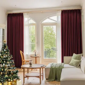 Oypp-g22-52y84 Oyring Blackout Pleated Curtain 84 Inches Long Burgundy Pinch Pleat Drape With Hook