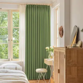 Oypp-g42-52y120 Oyring Sage Green Blackout Pinch Pleat Curtain 120 Inches Extra Long Ceiling To Flo