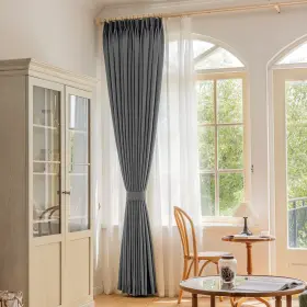 Oypp-gw34-52y63 Oyring Grey Pinch Pleated Curtain With Tieback For Small Window Blackout Thermal Inch