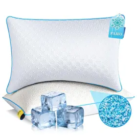 2pcs-lx Pajeo Cooling Bed Pillows For Sleeping Queen Size Set Of 2 Double-sided Memory Foa