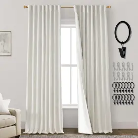 Bbtcrea-psbb5284 Panelsburg Blackout Curtains 84 Inch Length 2 Panels Set Linen Back Tab Pleated Natural