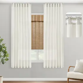Bh-psbb5063-lnat Panelsburg Farm House Cream Colored Sheer Short Window Curtains For... Fast Ship