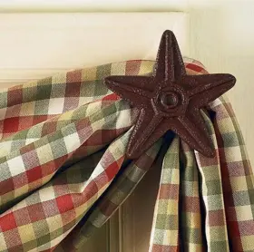 22-601m Park Designs Red Star Cast Metal Fishtail Curtain Hooks Set Of 2 New Hardware In