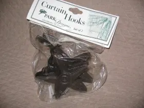 22-601r Park Designs Curtain Hooks Black Cast Iron Look 2 Star Wall Mount New Nip Unused