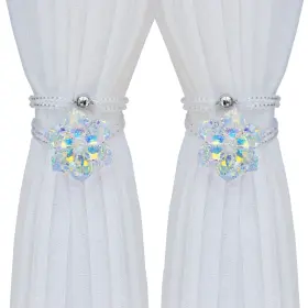 Pedobo 712804476584 Magnetic Curtain Tiebacks Crystal Flower Drapery Holdbacks With