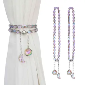 Pedobo 712804478533 Magnetic Curtain Tiebacks 2 Pack Crystal Beaded Sun And Moon Pendants Sheers/drape