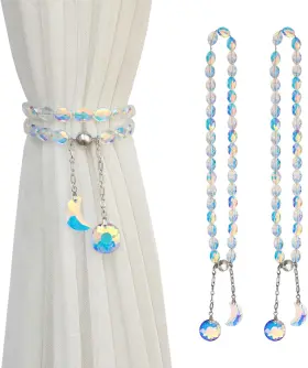 Pedobo 712804478564 Magnetic Curtain Tiebacks 2 Pack Crystal Beaded Sun And Moon Ab