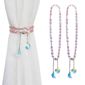 Pedobo 712804478571 Magnetic Curtain Tiebacks 2 Pack Crystal Beaded Sun And Moon Pendants Sheers/d
