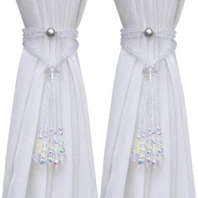 Pedobo 712804478595 Magnetic Curtain Tiebacks 2 Pack Crystal Beaded Tassel Sheer/drapery Ho