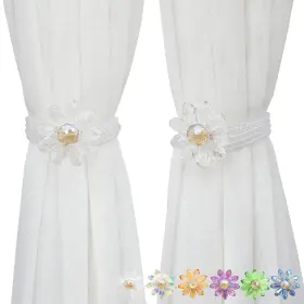 Cfct-f310 Pedobo Crystal Flower Curtain Tiebacks 2 Pack Beaded Sheer/drapery C