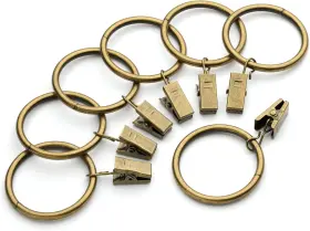 1.5clipss20 Perfect Order Iron Metal Curtain Clip Rings 1 1/2 Inch Interior Diameter 20 Bronze Antiqued