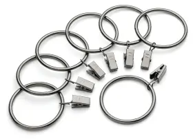 Perfect Order 710228561640 Metal Curtain Clip Rings 2 Inch Interior Diameter Set Of 14 Gunmetal