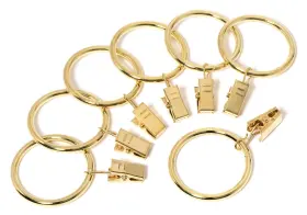 Perfect Order 712190455057 Iron Metal Curtain Clip Rings 1 1/2 Inch Interior Diameter 20 Gold