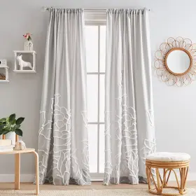 1d80720gsv Peri Home Semi-sheer Chenille Rose Rod Pocket Window Curtain Panel Pair 84 Inch