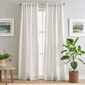 Peri Home 1d8074lgwt 100% Linen Back Tab Lined Curtain Panel Pair 84 Inch White