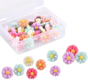 6456 Phinus 30 Pieces Flower Pushpins Thumb Tacks Decorative Floret Push Pins Colo