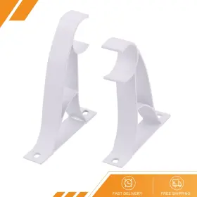 Piccocasa 686130931492 2 Set Window Drapery Curtain Rod Pole Holder Hanging Hook Wall Bracket White