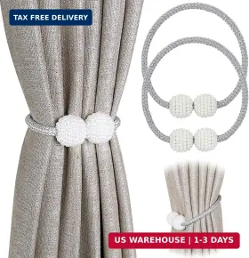 Pinowu 702795697297 2 Pack Magnetic Curtain Tiebacks Convenient Drape Tie Backs Pearl Decor