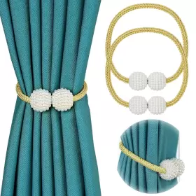 Pinowu 702795697303 2 Pack Magnetic Curtain Tiebacks For Window D Cor - Weave Rope Clips Draper