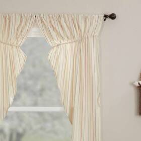 Piper Classics 840233903774 Betsy Stripe Prairie Curtains Set Of 2 Gathered Tie Back Swags 63 Inch L X 36