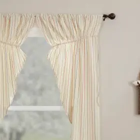 Piper Classics 840233903774 Betsy Stripe Prairie Curtains Set Of 2 Gathered Tie Back Swags 63 Inch L X 36