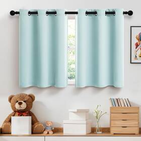 Pitalk Pt-gjm-dkdl-aqua-34x24 Girls Room Decor Blackout Grommet Aqua Short Curtains 24 Inches Kitche
