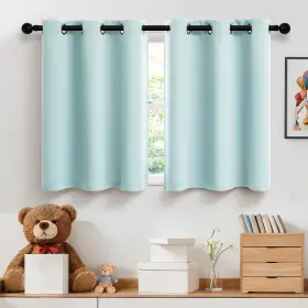 Pt-gjm-dkdl-aqua-34x24 Pitalk Girls Room Decor Blackout Grommet Aqua Short Curtains 24 Inches Kitche