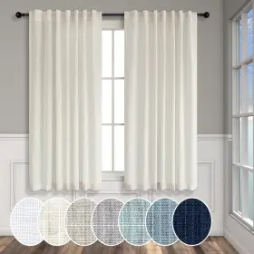 Pt-hfm-apcl-natural-52x54 Pitalk Natural Linen Curtains 54 Inch Length For Master Bedroom 2 Panels Set Back Ta