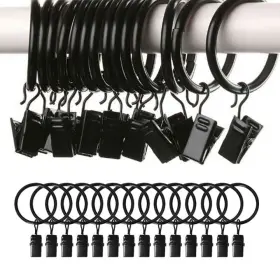A1741289x6r410811 Pixnor 50pcs 1.5 Inch Metal Curtain Rings With Clips Gloss Black Strong Clip Rustproof