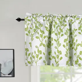 Pf-yh-ck89-gn-52x18 Poefun Plant Tree Leaves Printed Window Valance Curtains For Bedroom/living Room/bat