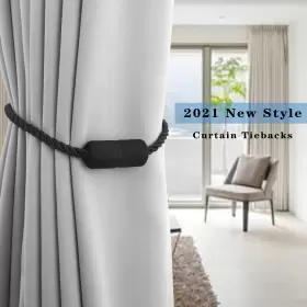 Polaru 782376340101 Magnetic Gazebo Curtain Rope Tiebacks Draperies Holdbacks Black Tie Backs 6 Pack
