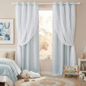 Pduscgm1sd2-5284w03c11 Pony Dance White Blackout Curtains Double Layer Backdrop 84 Inches L