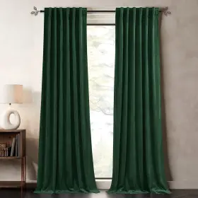 Vcpduscbr5sd2-52108c27 Pony Dance Blackout Hunter Green Velvet Curtains 108 Inch - Classic Solid Ele