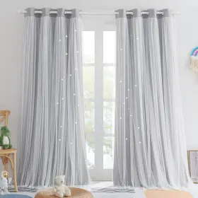 Vcpduscgm1ho2-5284c28 Pony Dance Blackout Curtains For Nursery - Stars Cutout Decor Bedroom Aes