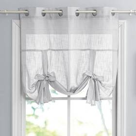Pony Dance Vcpdusvgmtu4sd1-4254v08 Tie Up Curtains For Windows - Sheer Drapes Length Adjustable Silve