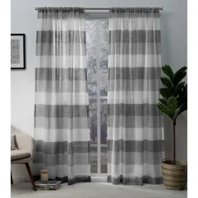 Porch & Den 642472015511 And Ocean Stripe Sheer Curtain Panel Pair With Rod Ash Grey 50 Inch W X 108