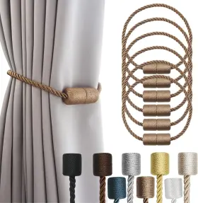 Porlau 313033347326 6 Pack Khaki Strong Magnetic Curtain Tiebacks Outdoor Elegant Decorative Tie Bac