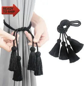 Porlau 445017950949 Elegant Curtain Tiebacks Rope Decorative Tie Backs For Drapes Hand Wove