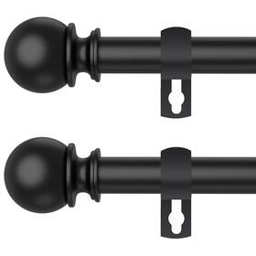 Poskena Prs-001 Curtain Rod Set For Windows 28 To 60 Inch - 5/8ftft Black Heavy Duty 2 Pack D