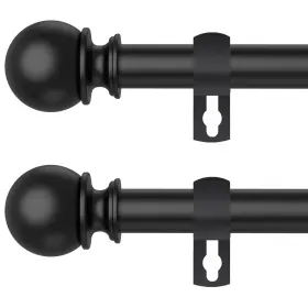 Prs-001 Poskena Curtain Rod Set For Windows 28 To 60 Inch - 5/8ftft Black Heavy Duty 2 Pack D