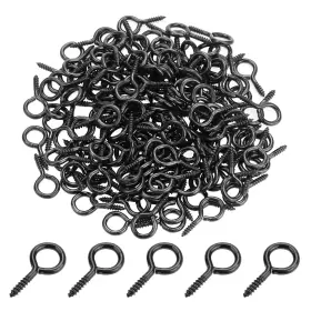 Powlankou 659499065313 160 Pieces 1 Inch Screw Eyes Black Zinc Plated Steel Self Tapp