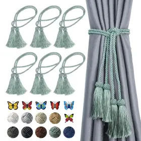 Po-ls-clk-aqul-6-us Poystp 6 Pack Curtain Tassel Tiebacks Curtains Tie Back Rope With Tassels Handmade