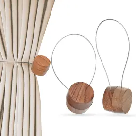Premiumspec 628942844362 Handmade Wood Curtain Tiebacks 2 Pack- Magnetic For Drapes Wooden Holders