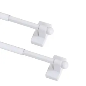 Primebeau Pb01magrod1628white 2p Magnetic Curtain Rods For Metal Doors Multi-use Small Window