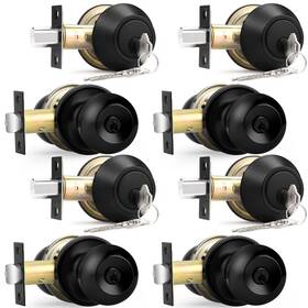 Probrico B081dwn7d1 Flat Black Entry Door Knob Lock Set And Double Cylinder Deadbolt