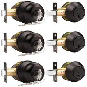 B0bysszlj4 Probrico Oil Rubbed Bronze Door Knobs Single Cylinder Deadbolts Keyed Alike
