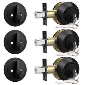 Probrico B0cllls7tr 3 Pack Black Single Cylinder Deadbolt Lock Set Keyed One Side Door